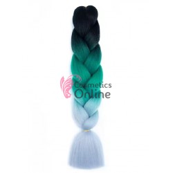 Coada de par afro impletita de  60 cm Premium 313 - Brunet-Verde-Gri